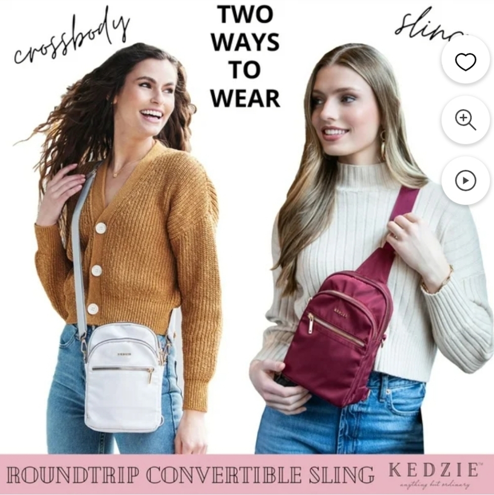Kedzie Burgundy Roundtrip Convertible Crossbody Bag - Picture 3 of 12